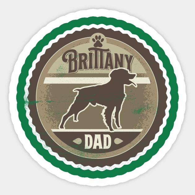 Brittany Dad - Distressed Brittany Spaniel Silhouette Design Sticker by DoggyStyles